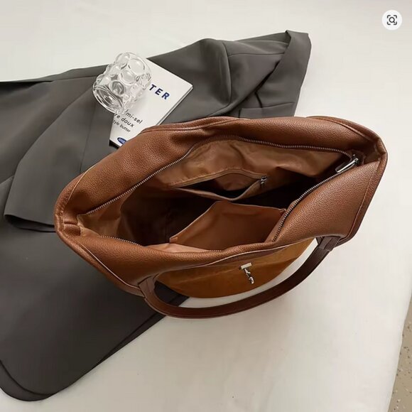 Trendy Retro Suede Bucket Shoulder Bag Hobo Satchel Purse Excellent Condition - Picture 9 of 14